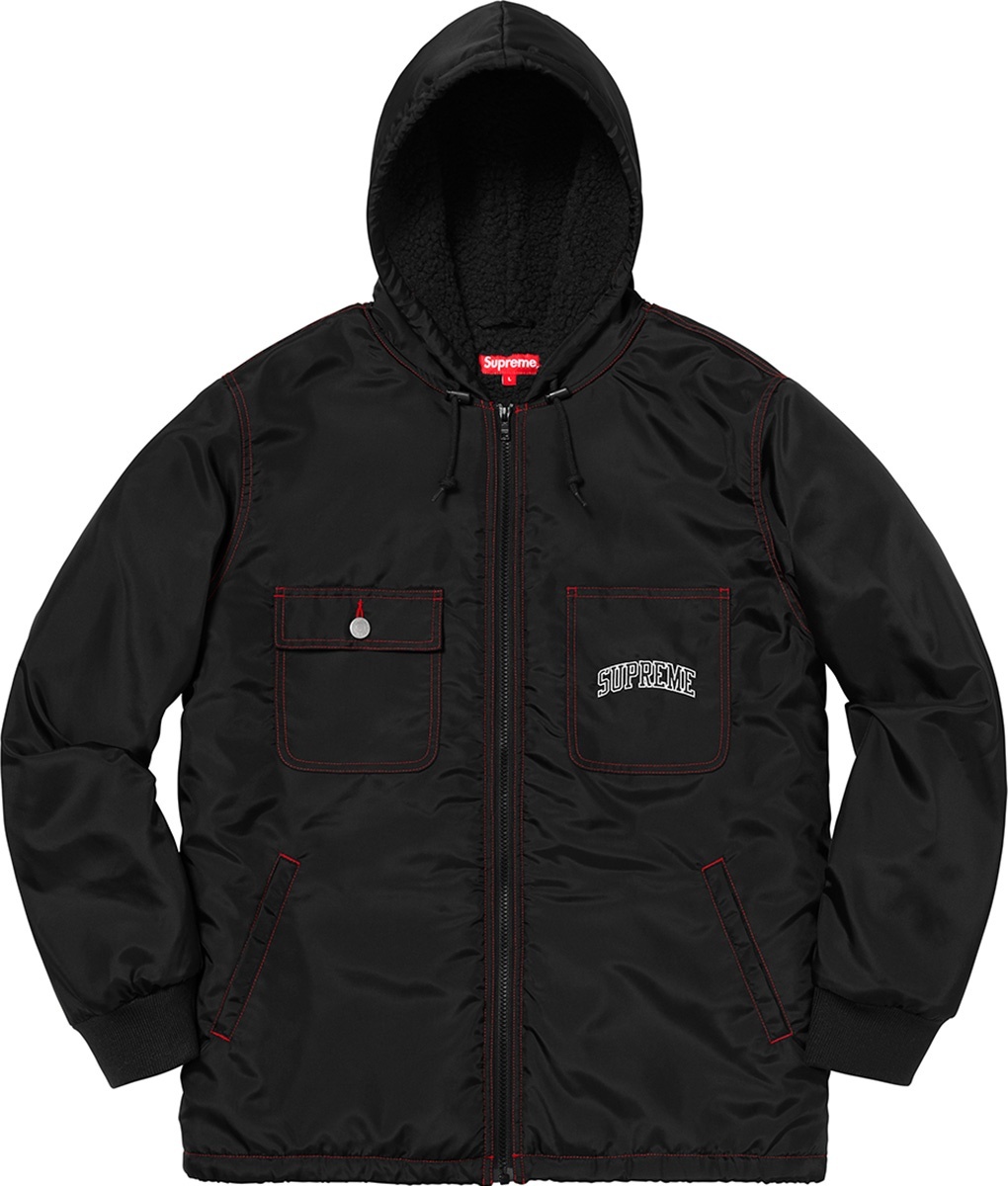 Sherpa Lined Nylon Zip Up Jacket view 18